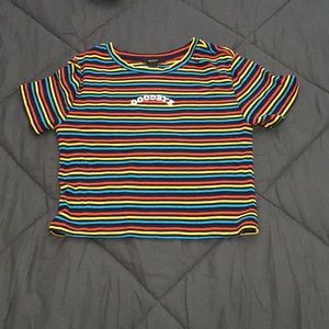 multi-color “goodbye” crop top forever21